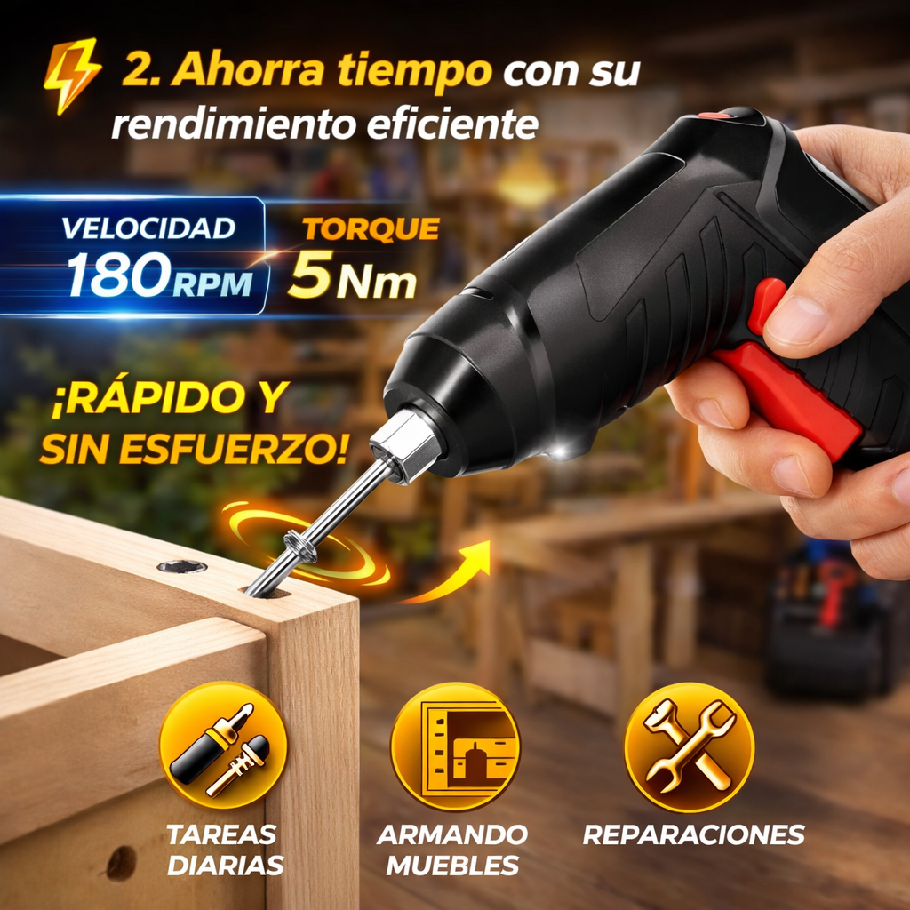 Destornillador inalambrico portatil recargable